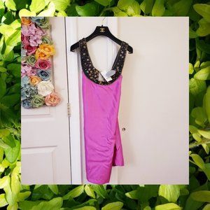 NWT GEORGINA CHAPMAN sleeveless beaded pink dress